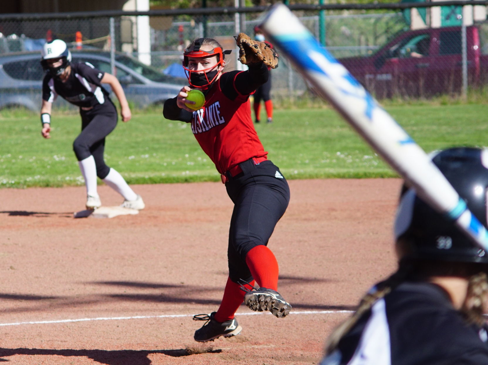 Shelby Blodgett pitches for Clatskanie softball